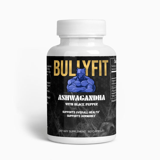 BullyFIT Ashwagandha W/Black Pepper |Brain Fog| Stress Relief |Organic | Cruelty Free| Eco Friendly|Vegan Friendly| Full Body Wellness| 3rd party tested|