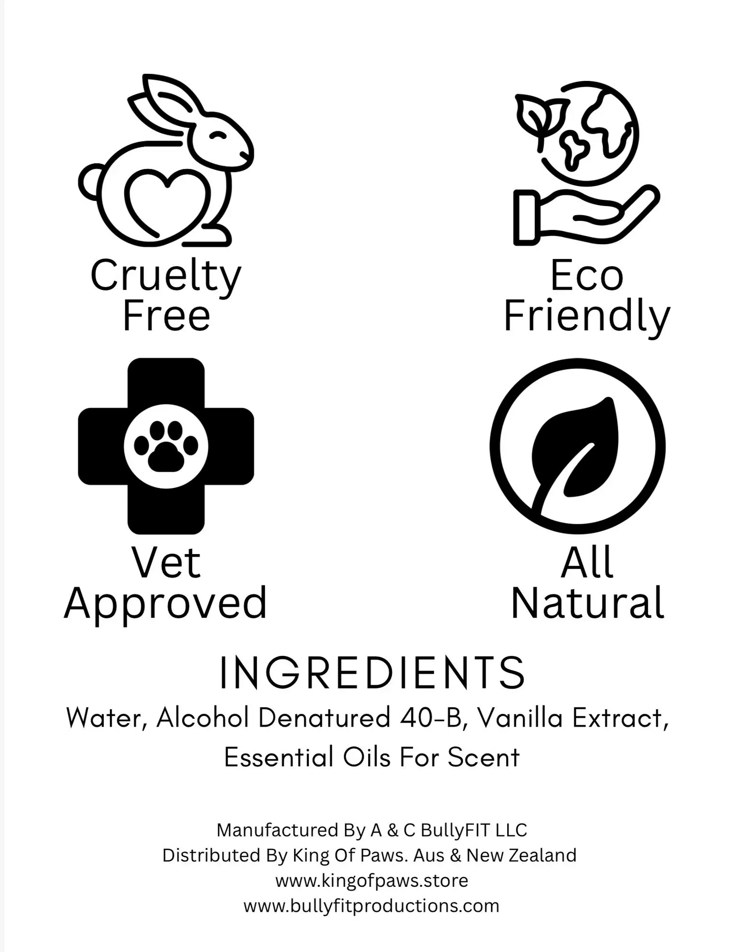 BullyFIT x King Of Paws Berry Kiss Scent Pet Perfume 3oz | Deodorizer | Dog Grooming | Dog Shampoo Alternative
