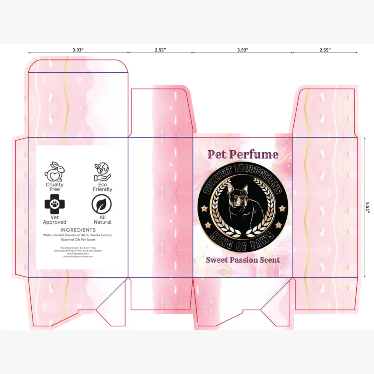 BullyFIT x King Of Paws Sweet Passion Scent Pet Perfume 3oz | Deodorizer | Dog Grooming | Dog Shampoo Alternative | Custom