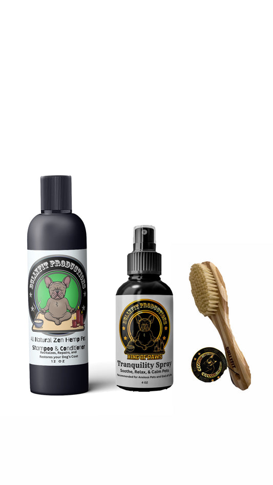 BullyFIT x King Of Paws Peaceful Hemp Pet Pack | Pet Grooming Kit| Hemp Pet Wellness| Soothing | Organic | Hemp Shampoo| Handcrafted| Custom| Deodorizer| Tranquility Pet Spray