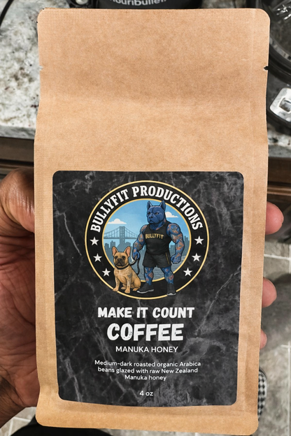 BullyFIT Manuka Honey Coffee 4oz (TWO Pack) | Energy Boost | Authentic Manuka Honey| Pre Workout Substitute| Organic
