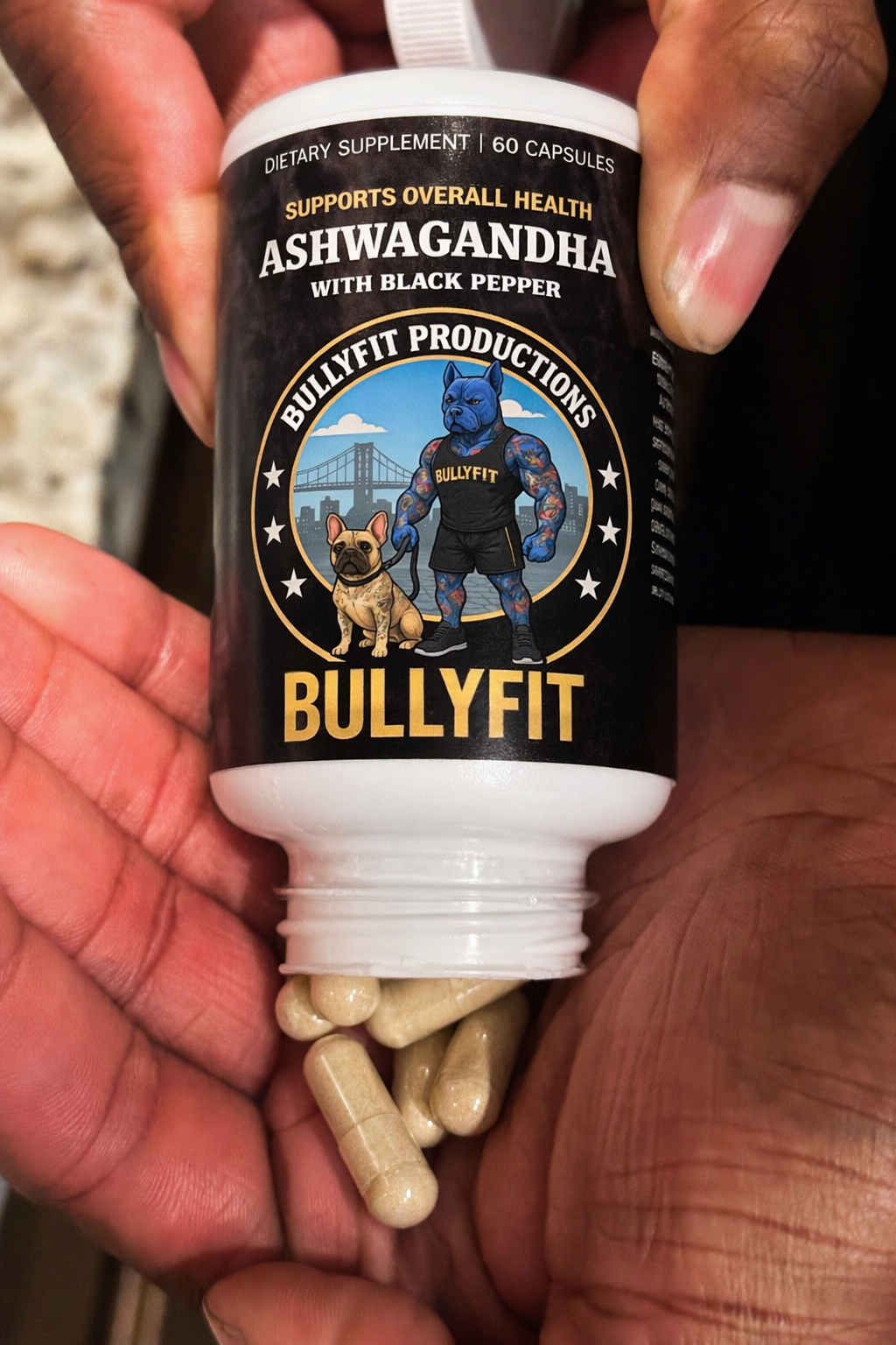 BullyFIT Ashwagandha Pills W/Black Pepper |Brain Fog| Stress Relief |Organic | Cruelty Free| Eco Friendly|Vegan Friendly| Full Body Wellness| 3rd party tested|
