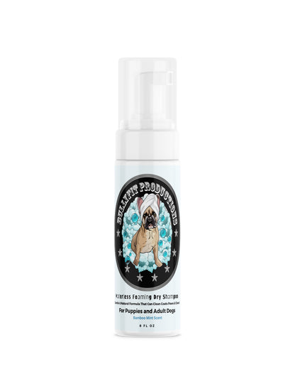 BullyFIT Waterless Foaming Dry Shampoo 8oz | Organic Pet Shampoo for Sensitive Skin | Best Dog Grooming Kit with Bamboo Mint Scent